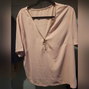 SHEIN Plus Size 3XL Pink Half Zip Blouse Top! Brand New and Unused